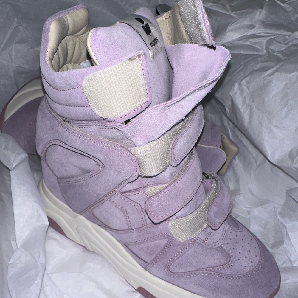 Isabel Marant Balskee 50MM Suede High-Top Wedge Sneakers COLOR:Lilac SIZE:39 (9)